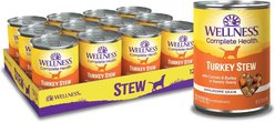Wellness Thick & Chunky Turkey Stew with Barley & Carrots Canned Dog Food, 354-g can, case of 12