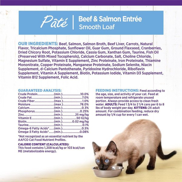 Show full view: Wellness Complete Health Beef & Salmon Formula Grain-Free Canned Cat Food, 85-g can, case of 24 slide 9 of 10