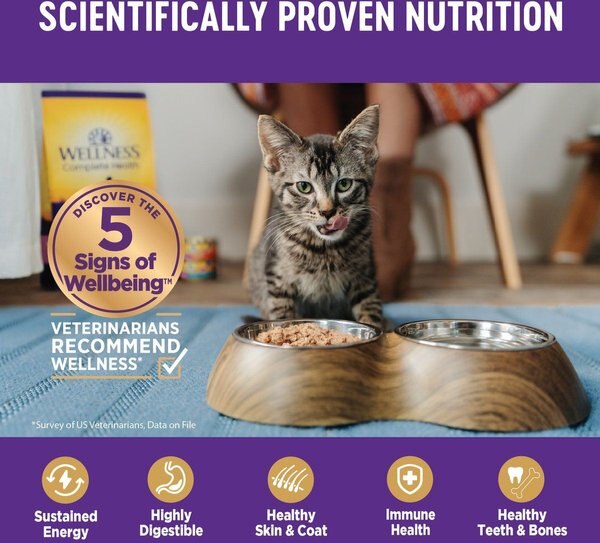 Show full view: Wellness Complete Health Chicken & Herring Formula Grain-Free Canned Cat Food, 156-g can, case of 24 slide 6 of 16