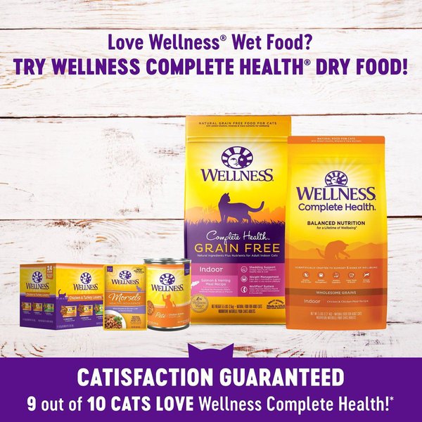 Show full view: Wellness Complete Health Chicken & Lobster Formula Canned Cat Food, 156-g can, case of 24 slide 11 of 15