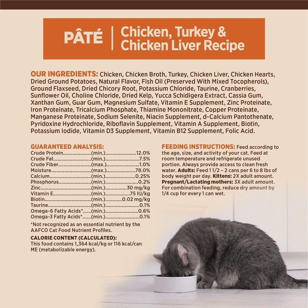 Show full view: Wellness CORE Grain-Free Chicken, Turkey & Chicken Liver Formula Canned Cat Food, 85-g can, case of 12 slide 9 of 10