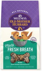 Old Mother Hubbard by Wellness Mother's Solutions Minty Fresh Breath Natural Oven-Baked Biscuits Dog Treats, 567-g bag