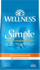Wellness Simple Limited Ingredient Diet Duck & Oatmeal Formula Dry Dog Food, 11.8-kg bag
