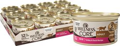 Wellness CORE Natural Grain-Free Turkey & Duck Pate Canned Cat Food, 85-g can, case of 12
