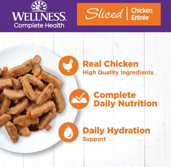 Show full view: Wellness Complete Health Sliced Chicken Entree Grain-Free Canned Cat Food, 85-g can, case of 24 slide 3 of 10