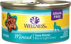 Wellness Complete Health Minced Tuna Dinner Grain-Free Canned Cat Food, 85-g can, case of 24