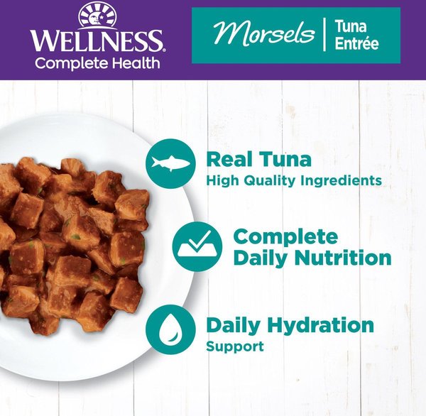 Show full view: Wellness Complete Health Cubed Tuna Entree Grain-Free Canned Cat Food, 156-g can, case of 24 slide 3 of 9