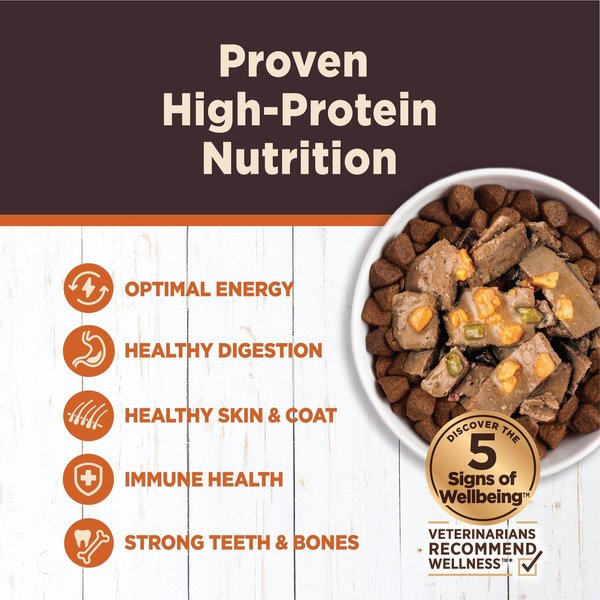 Show full view: Wellness CORE Hearty Cuts in Gravy Chicken & Turkey Recipe Grain-Free Canned Dog Food, 354-g can, case of 12 slide 3 of 7