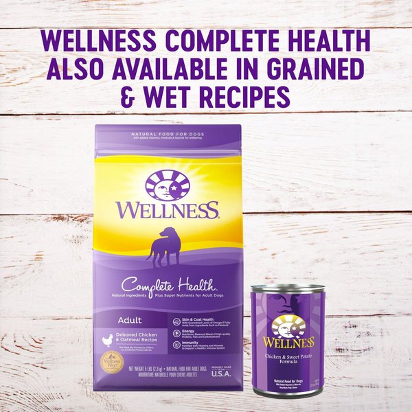 Show full view: Wellness Grain-Free Complete Health Adult Deboned Chicken & Chicken Meal Recipe Dry Dog Food, 9.97-kg bag slide 5 of 9