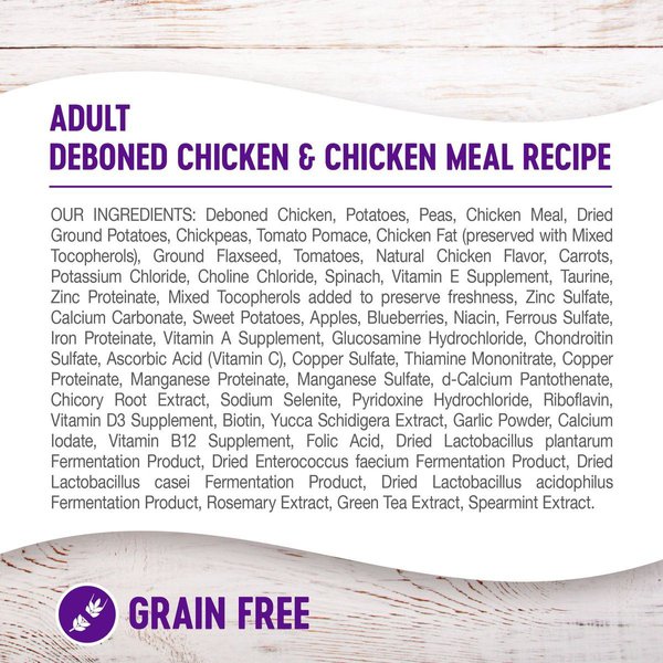 Show full view: Wellness Grain-Free Complete Health Adult Deboned Chicken & Chicken Meal Recipe Dry Dog Food, 9.97-kg bag slide 6 of 9