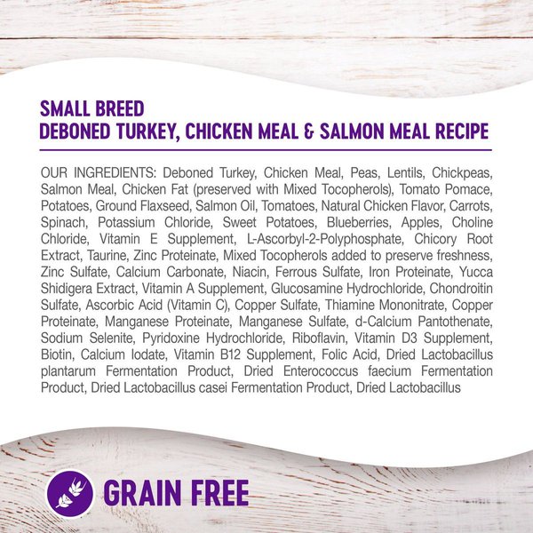 Show full view: Wellness Grain-Free Complete Health Small Breed Adult Deboned Turkey, Chicken Meal & Salmon Meal Recipe Dry Dog Food, 5-kg bag slide 6 of 9