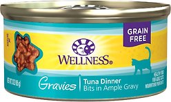 Wellness Complete Health Natural Grain-Free Gravies Chicken & Tuna Dinner Canned Cat Food, 85-g can, case of 12