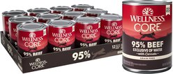 Wellness CORE 95% Grain-Free Beef & Carrots Canned Dog Food, 354-g can, case of 12