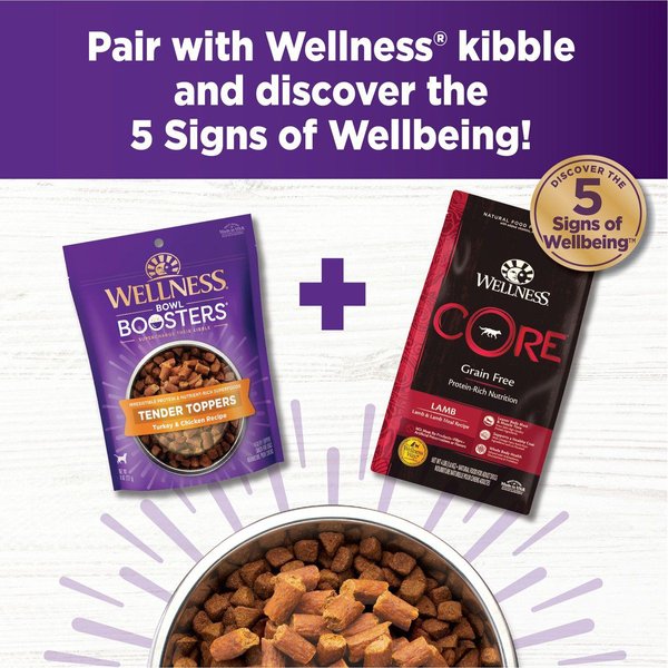 Show full view: Wellness Bowl Boosters Tender Turkey & Chicken Dog Food Topper, 227-g bag slide 6 of 9