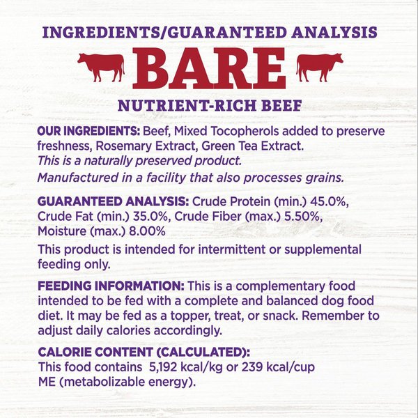 Show full view: Wellness CORE Bowl Boosters Bare Beef Freeze-Dried Dog Food Mixer or Topper, 113-g bag slide 7 of 8