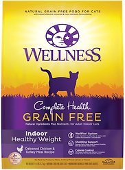 Wellness Complete Health Grain-Free Indoor Healthy Weight Chicken Recipe Natural Dry Cat Food, 5.2-kg bag