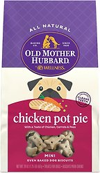 Old Mother Hubbard by Wellness Classic Chicken Pot Pie Natural Mini Oven-Baked Biscuits Dog Treats, 567-g bag