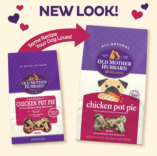 Show full view: Old Mother Hubbard by Wellness Classic Chicken Pot Pie Natural Mini Oven-Baked Biscuits Dog Treats, 567-g bag slide 3 of 10