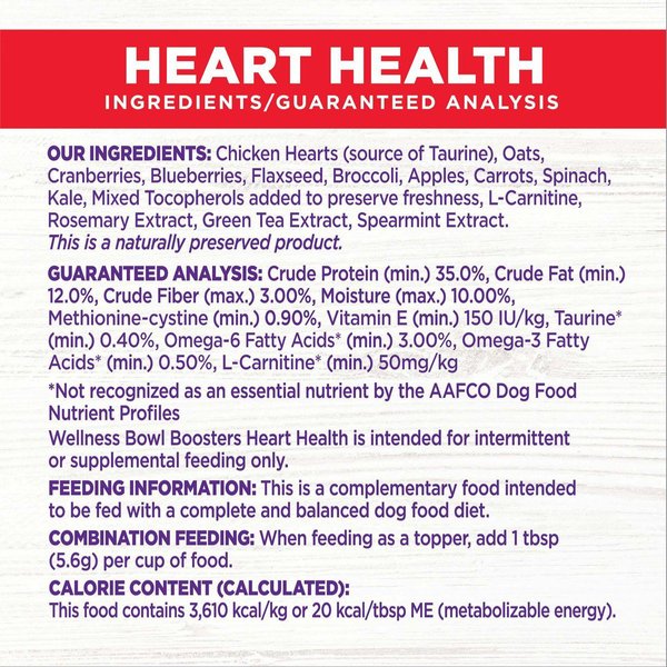 Show full view: Wellness CORE Bowl Boosters Heart Health Dry Dog Food Topper, 113-g bag slide 8 of 9