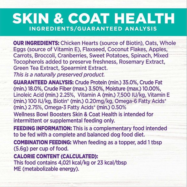 Show full view: Wellness CORE Bowl Boosters Skin & Coat Dry Dog Food Topper, 113-g bag slide 8 of 9