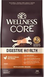Wellness CORE Digestive Health Wholesome Grains Chicken & Brown Rice Recipe Dry Dog Food, 10.9-kg bag