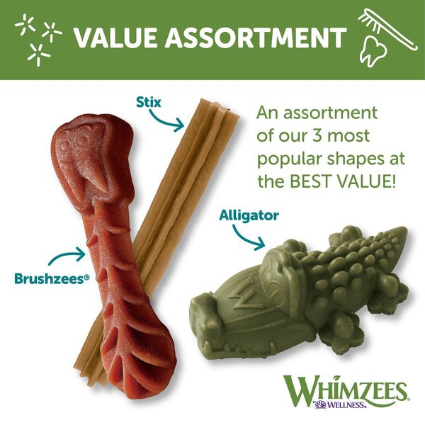 Show full view: WHIMZEES by Wellness Variety Box Dental Chews Natural Grain-Free Dental Dog Treats, Small, 89 count slide 4 of 10