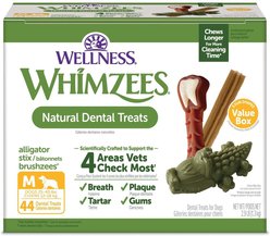 WHIMZEES by Wellness Value Box Dental Chews Natural Grain-Free Dental Dog Treats, Medium, 44 count