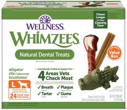WHIMZEES by Wellness Value Box Dental Chews Natural Grain-Free Dental Dog Treats, Large, 24 count