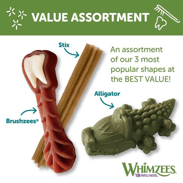 Show full view: WHIMZEES by Wellness Value Box Dental Chews Natural Grain-Free Dental Dog Treats, Large, 24 count slide 4 of 10
