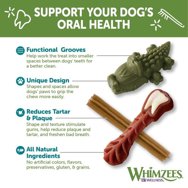 Show full view: WHIMZEES by Wellness Value Box Dental Chews Natural Grain-Free Dental Dog Treats, Large, 24 count slide 5 of 10