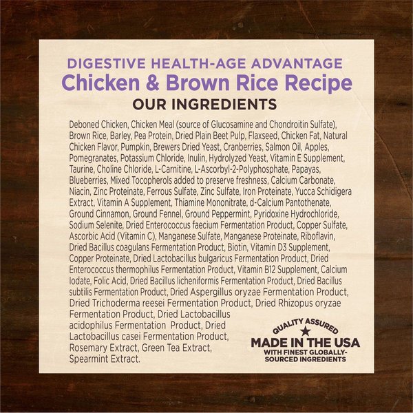 Show full view: Wellness CORE Digestive Health Age Advantage Senior Chicken & Brown Rice Dry Dog Food, 10.89-kg bag slide 8 of 10