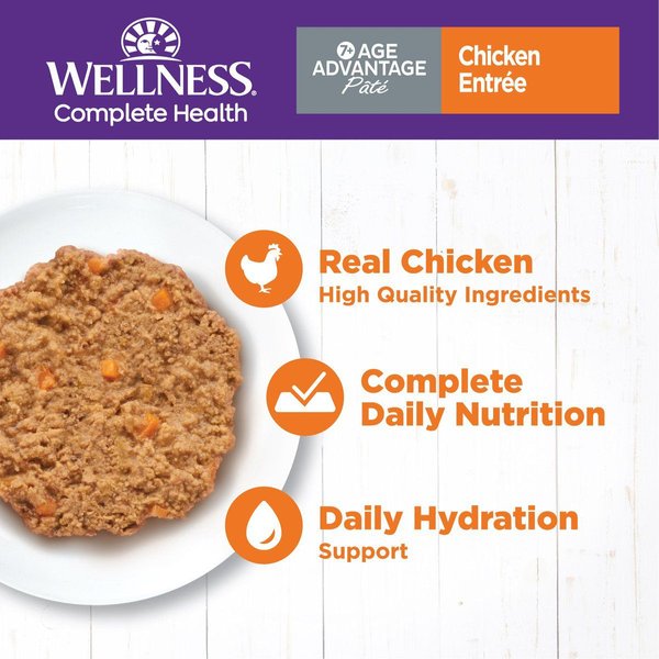 Show full view: Wellness Complete Health Age Advantage Chicken Pate Wet Cat Food, 85-g can, case of 24 slide 3 of 10