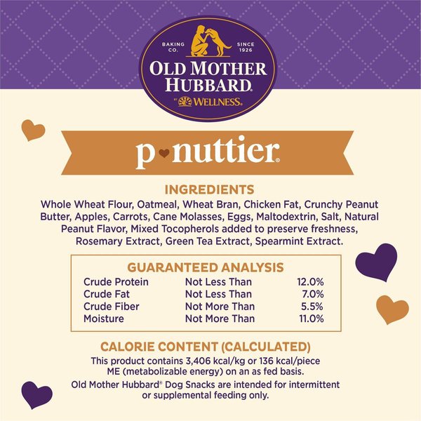 Show full view: Old Mother Hubbard by Wellness Classic P-Nuttier Natural Large Oven-Baked Biscuits Dog Treats, 1.5-kg bag slide 9 of 10
