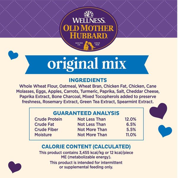 Show full view: Old Mother Hubbard by Wellness Classic Original Mix Natural Mini Oven-Baked Biscuits Dog Treats, 1.73-kg bag slide 6 of 9