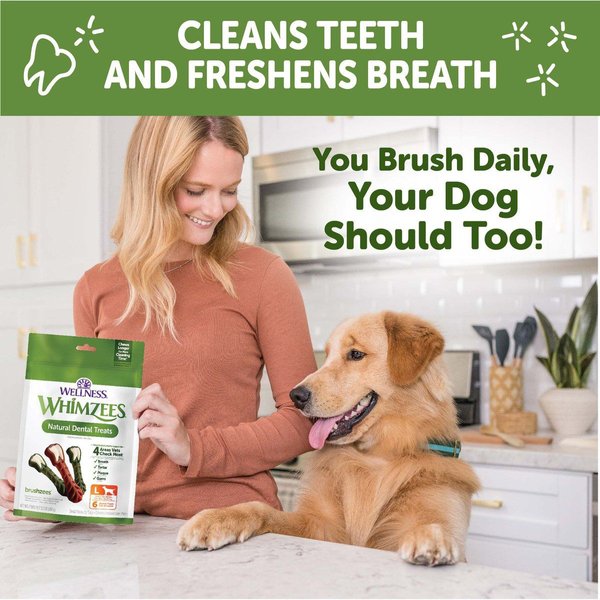 Show full view: WHIMZEES by Wellness Brushzees Dental Chews Natural Grain-Free Dental Dog Treats, Large, 6 count slide 5 of 10
