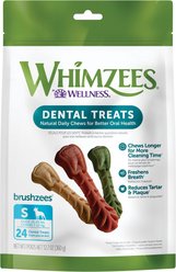 WHIMZEES by Wellness Brushzees Dental Chews Natural Grain-Free Dental Dog Treats, Small, 24 count