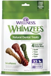 WHIMZEES by Wellness Brushzees Dental Chews Natural Grain-Free Dental Dog Treats, Extra Small, 48 count