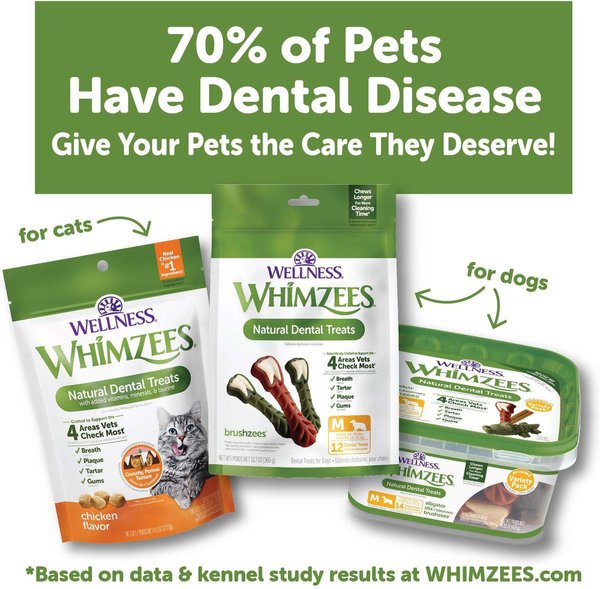 Show full view: WHIMZEES by Wellness Brushzees Dental Chews Natural Grain-Free Dental Dog Treats, Extra Small, 48 count slide 7 of 10