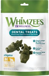 WHIMZEES by Wellness Alligator Dental Chews Natural Grain-Free Dental Dog Treats, Medium, 12 count
