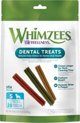 WHIMZEES by Wellness Stix Dental Chews Natural Grain-Free Dental Dog Treats, Small, 28 count