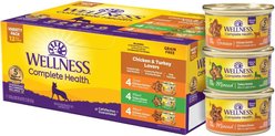 Wellness Complete Health Chicken & Turkey Lovers Gravies & Minced Variety Pack Grain-Free Wet Cat Food, 85-g can, case of 12