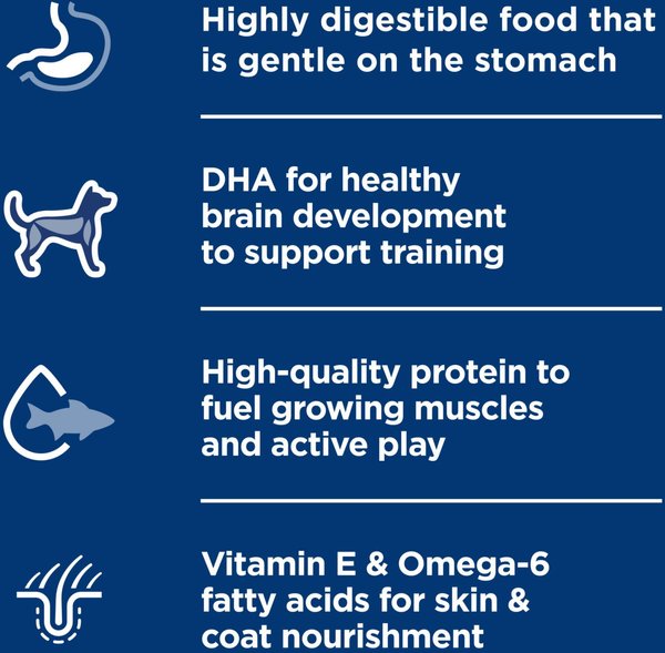 Show full view: Hill's Science Diet Puppy Sensitive Stomach & Sensitive Skin Salmon & Vegetable Stew Canned Dog Food, 12.5-oz can, case of 12 slide 4 of 10