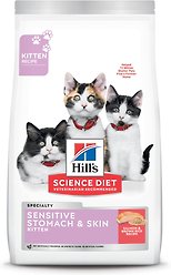Hill's Science Diet Kitten Sensitive Stomach & Sensitive Skin Salmon & Brown Rice Recipe Dry Cat Food, 2.72-kg bag