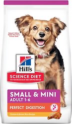 Hill's Science Diet Adult Perfect Digestion Small & Mini Chicken & Brown Rice Recipe Dry Dog Food, 5.44-kg bag