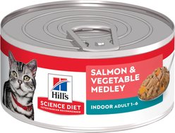 Hill's Science Diet Adult Indoor Salmon & Vegetable Medley Canned Cat Food, 5.5-oz can, case of 24