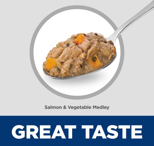 Show full view: Hill's Science Diet Adult Indoor Salmon & Vegetable Medley Canned Cat Food, 5.5-oz can, case of 24 slide 6 of 10