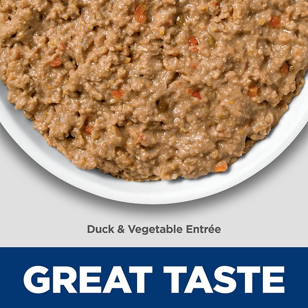 Show full view: Hill's Science Diet Adult Sensitive Stomach & Sensitive Skin Duck & Vegetable Entree Canned Cat Food, 82-g can, case of 24 slide 6 of 10