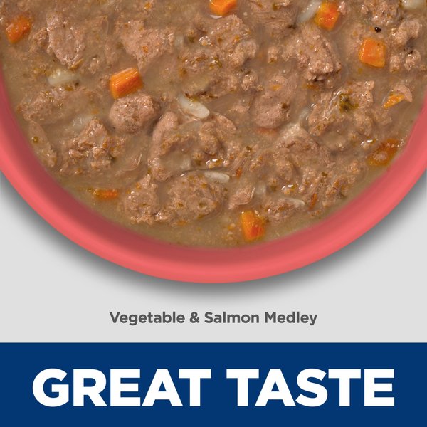 Show full view: Hill's Science Diet Adult Perfect Weight Vegetable & Salmon Medley Canned Cat Food, 82-g can, case of 24 slide 6 of 10