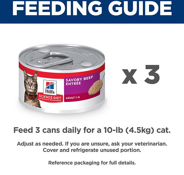 Show full view: Hill's Science Diet Adult Savory Beef Entree Canned Cat Food, 2.9-oz can, case of 24 slide 8 of 10