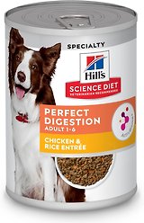 Hill's Science Diet Adult Perfect Digestion Chicken & Rice Entree Canned Dog Food, 12.8-oz can, case of 12